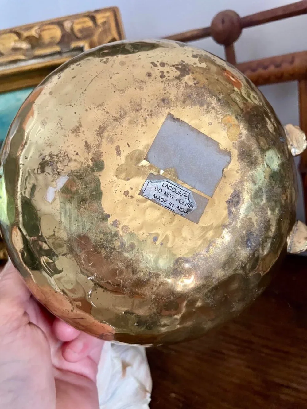 3 piece Vintage Brass Decor Collection Hammered Brass Bowl, Goblet & cachepot